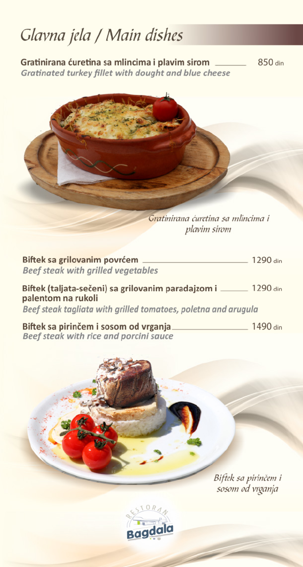 Meni Restorana Bagdala Restoran Bagdala Kruševac