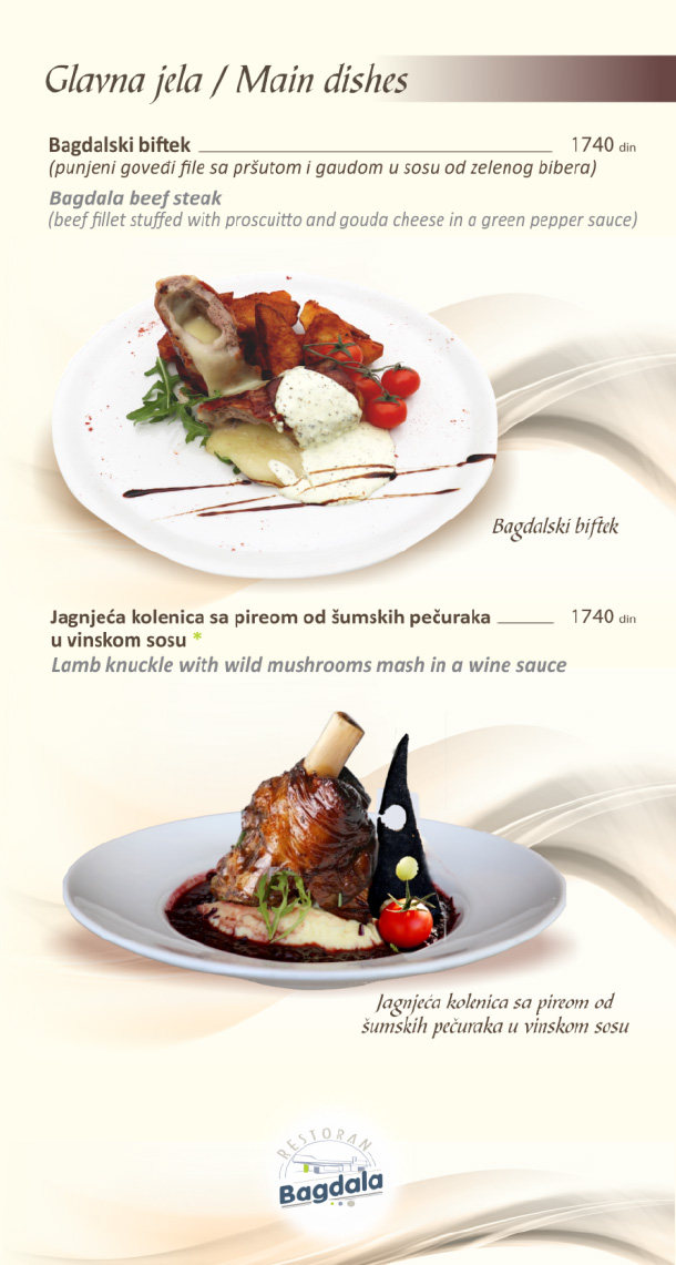 Meni Restorana Bagdala Restoran Bagdala Kruševac