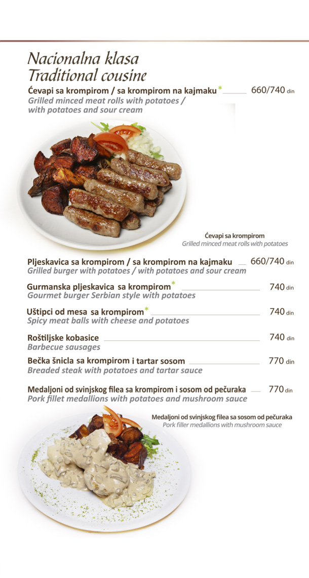 Meni Restorana Bagdala Restoran Bagdala Kruševac