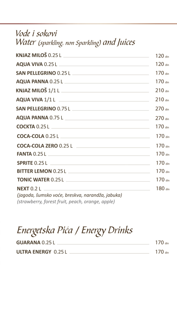Vode i sokovi, energetska pića / Water & Juices, Energy Drinks