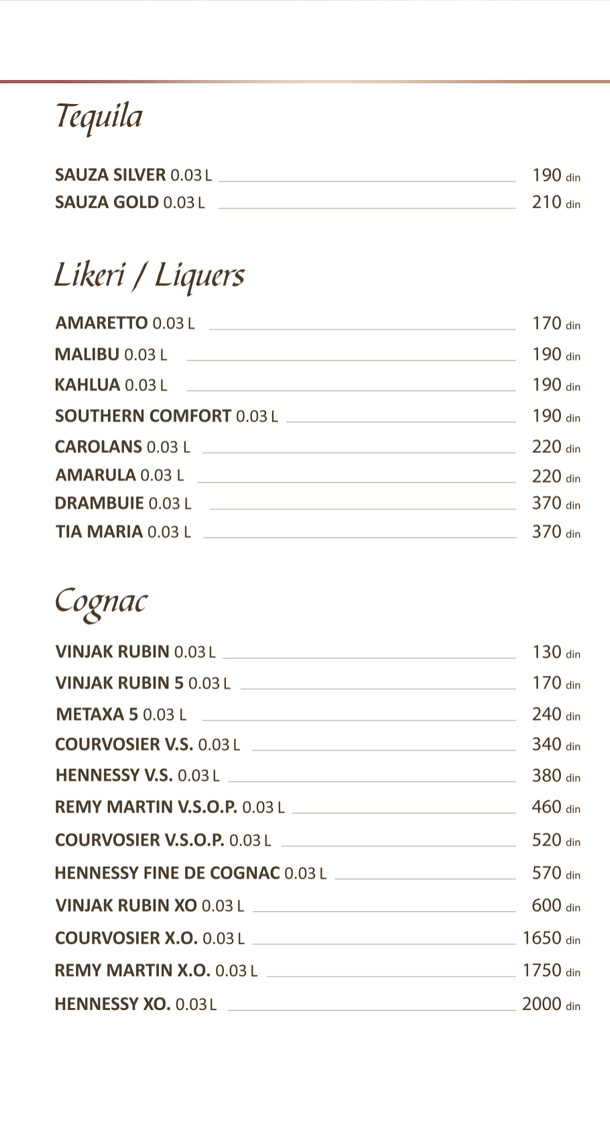 Tekila, likeri, konjak / Tequila, Liquers, Cognac