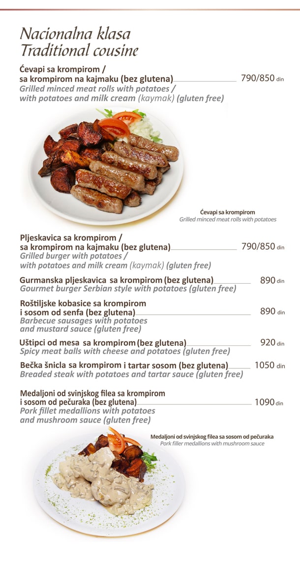 Nacionalna klasa / Traditional Cousine